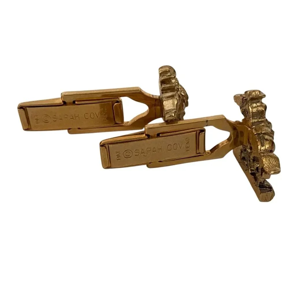 Sarah Coventry Cowboy Cufflinks Horse Gold Tone Pony Express 0.75